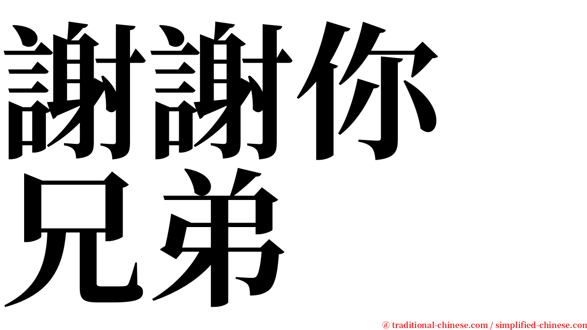 謝謝你　兄弟 serif font